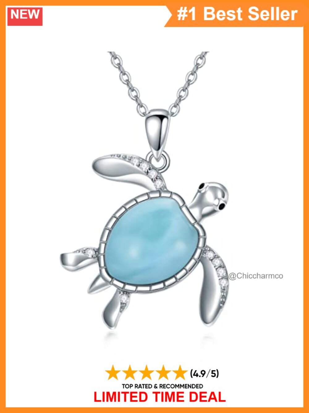 Natural Larimar Turtle Dolphin Necklace 925 Sterling Silver Pendant Ocean